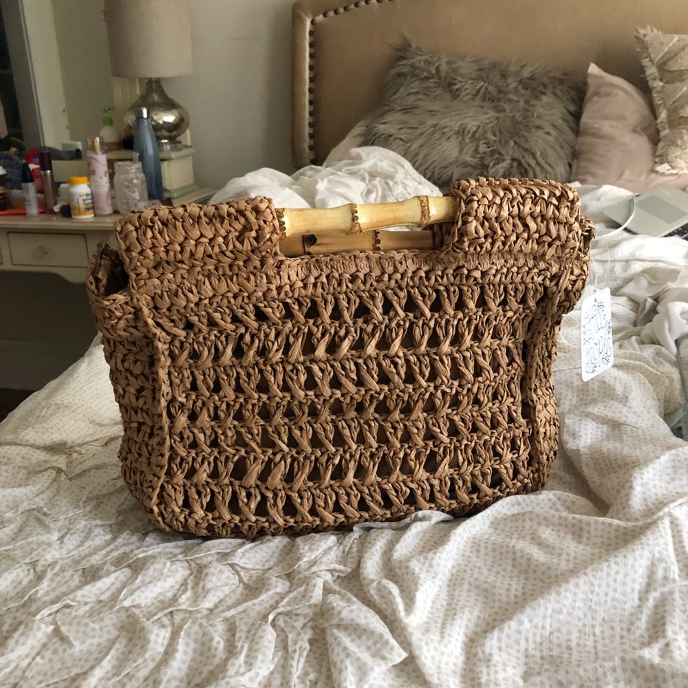 NWT Free People Straw Clutch